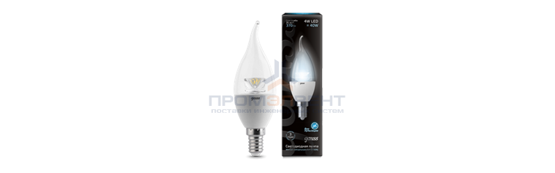 Лампа Gauss LED Candle Crystal Clear E14 4W 4100К 1/10/50