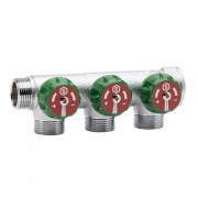 Коллектор регулирующий проходной STOUT SMB 6850 - 3/4" (НР/ВР) на 3 контура 3/4"EK (евроконус)