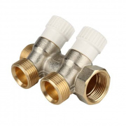 Коллектор регулирующий проходной STOUT SMB 6851 - 3/4" (НР/ВР) на 2 контура 1/2"EK (евроконус)