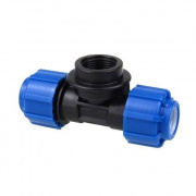 Тройник с переходом на внутреннюю резьбу Политэк - 50 x 1"1/2 (винтовой, для труб ПНД)