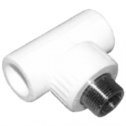 Тройник с переходом на наружную резьбу KALDE - 25 x 3/4" (для полипропиленовых труб, белый)