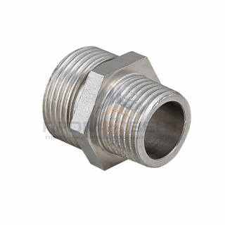 Ниппель латунный резьбовой переходной STOUT - 3" x 2" (никелированный)