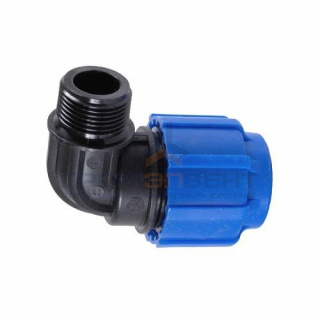 Переход на наружную резьбу угловой Политэк - 40 x 1"1/2 (винтовой, для труб ПНД)