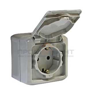 Розетка IP44 Legrand Quteo с заземлением со шторками серая