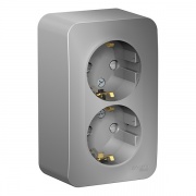 Розетка 2-ая с заземлением со шторками Blanca Schneider Electric 16А 250В алюминий изол.пластина