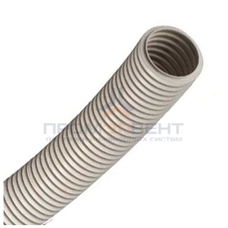 Труба ПВХ гибкая гофр. д.32мм, тяжёлая без протяжки, цвет серый [бухта 25м]