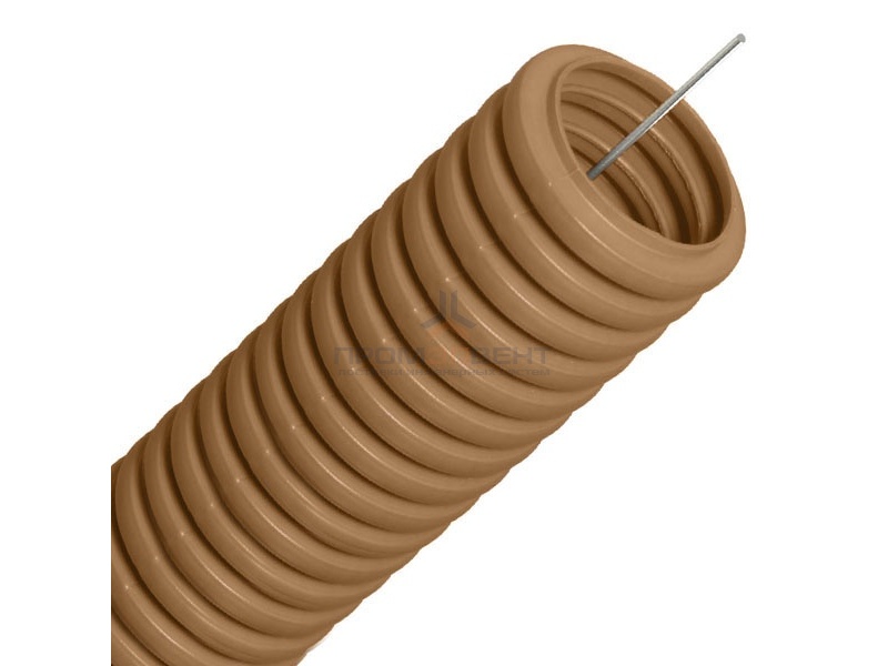 Труба гофрированная ПВХ д16 под дерево (бук) с протяжкой (бухта 100м)