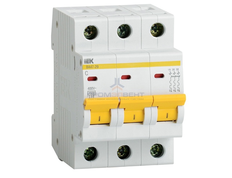 Автоматический выключатель ВА47-29 3Р  6А 4,5кА характеристика С ИЭК (автомат)