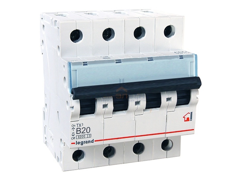 Автоматический выключатель Legrand TX3 B20A 4П 6kA (автомат)