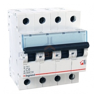 Автоматический выключатель Legrand TX3 C6A 4П 6kA (автомат)