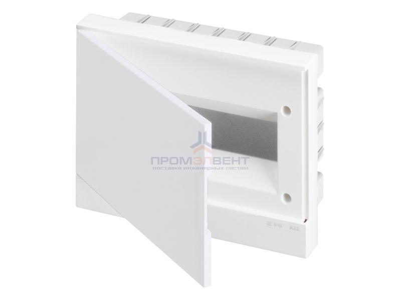 ABB Basic E Бокс в нишу 12М белая непрозрачная дверь (c клеммами)