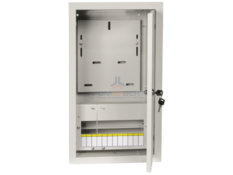 Щит металлический ЩУРв-3/12зо-1 36 УХЛ3 IP30 на 3-фазный счетчик и 12 модулей встраиваемый ИЭК